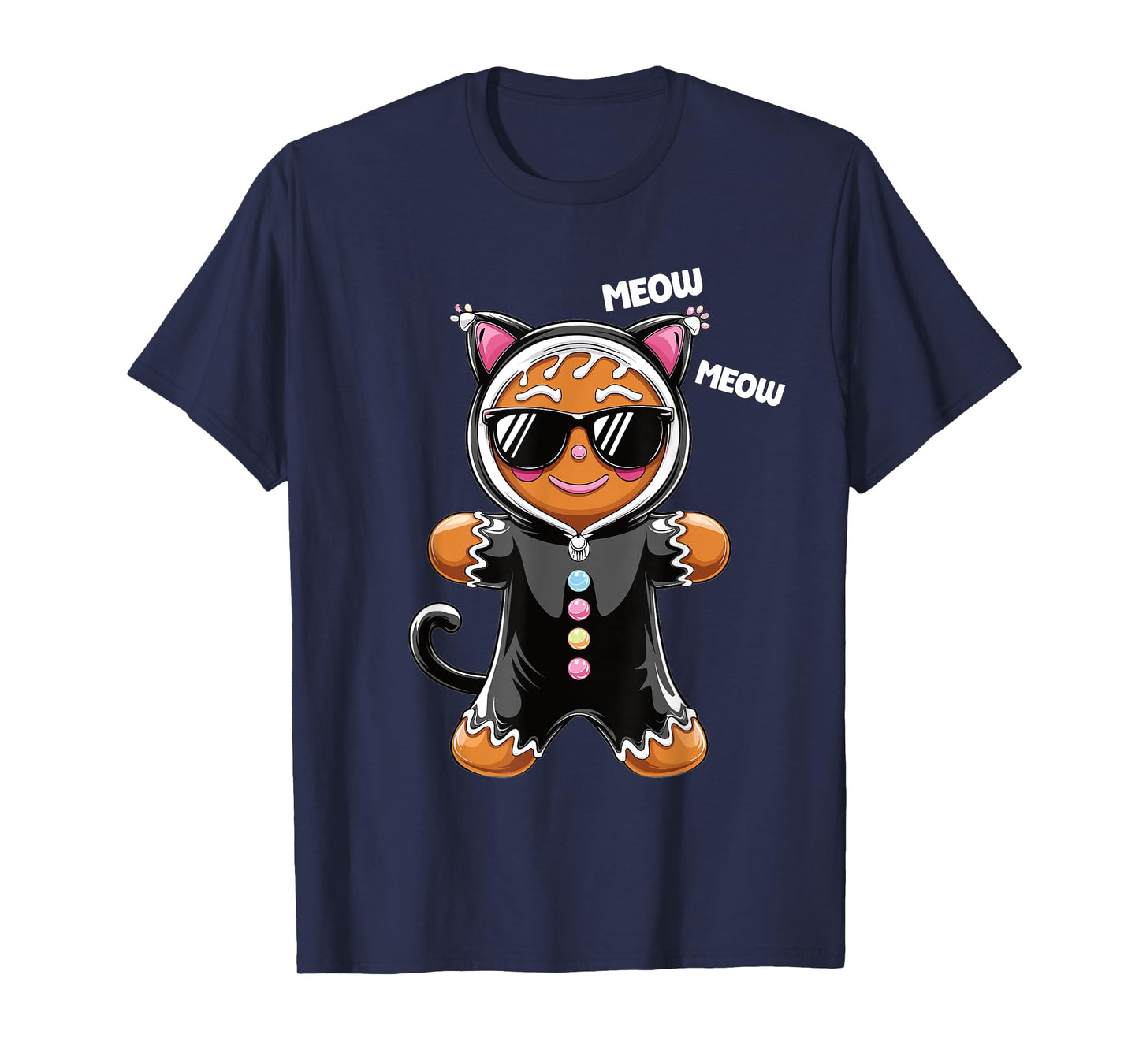 Cute Christmas Gingerbread Man Cat T-Shirt