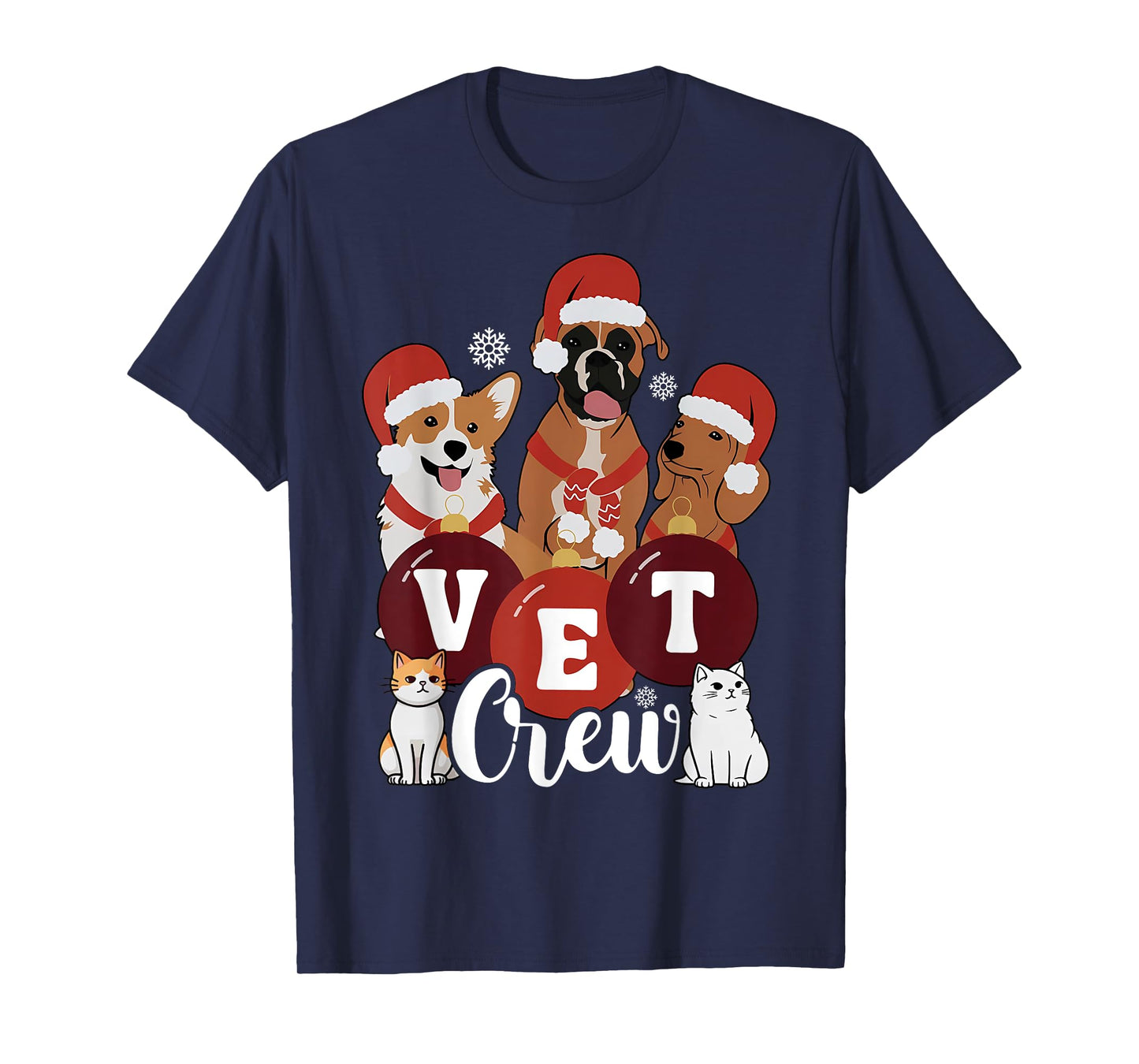 Christmas Cute Pet Santa Hat Vet Crew Veterinary Technician T-Shirt