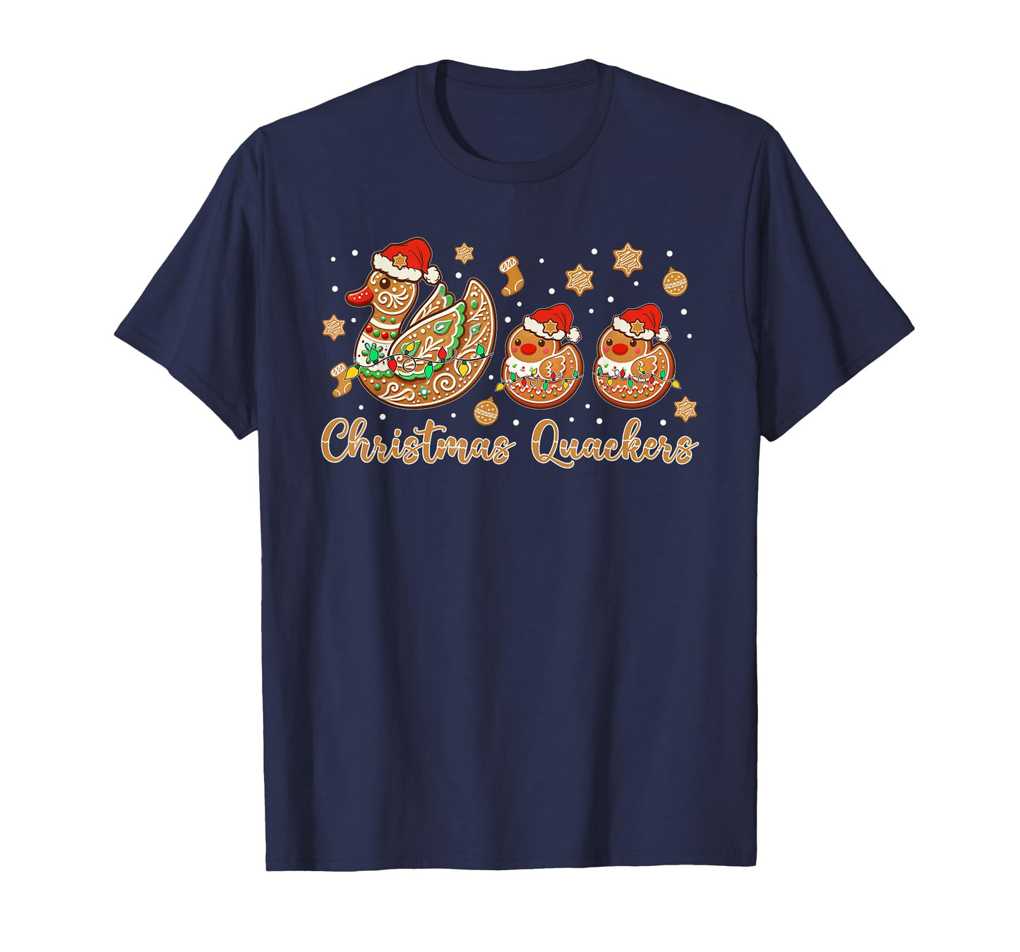 Christmas Quackers Gingerbread Ducks Funny Holiday T-Shirt