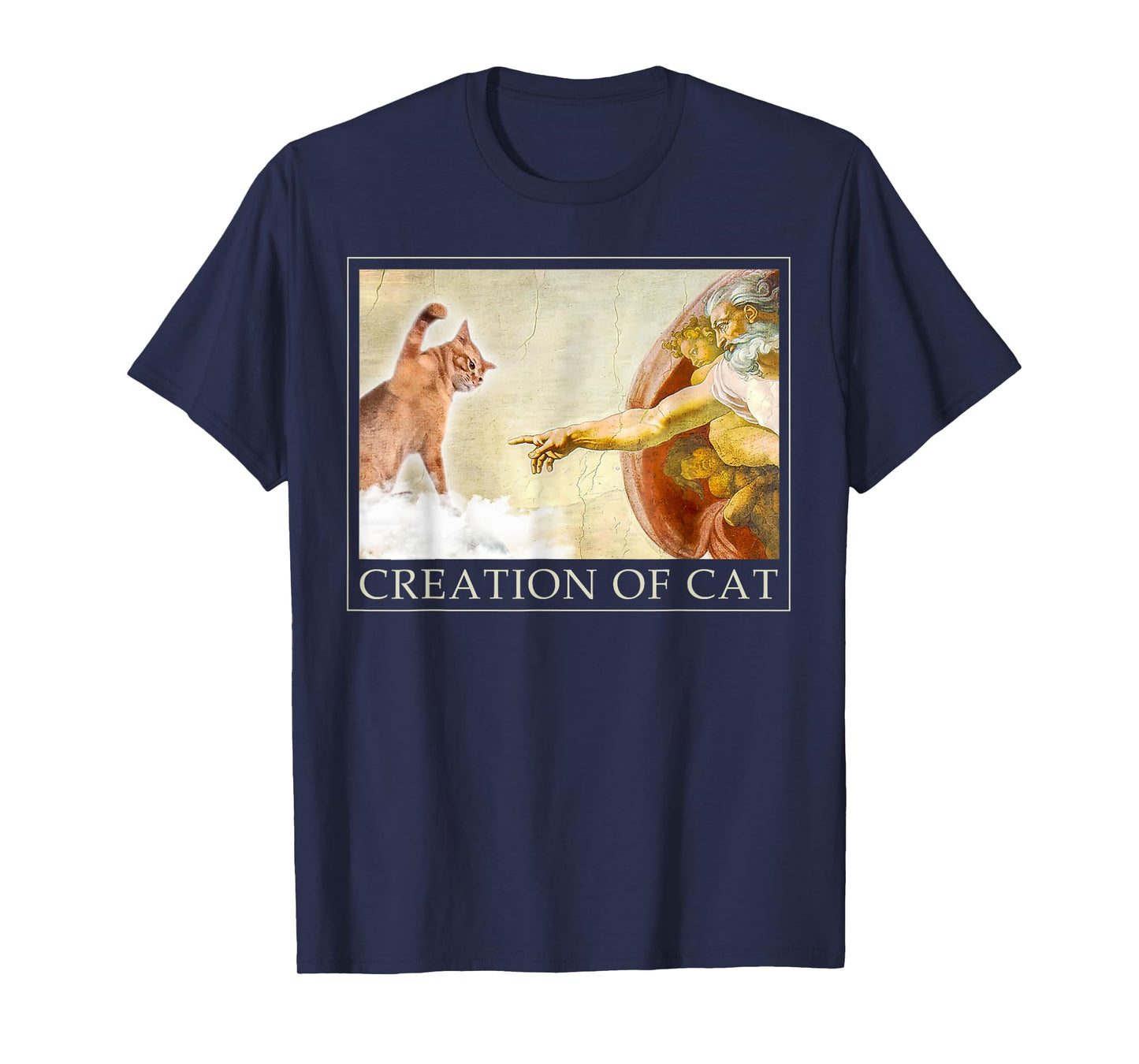 Funny Cat God Creation of Adam Meme Michelangelo Jesus Art T-Shirt