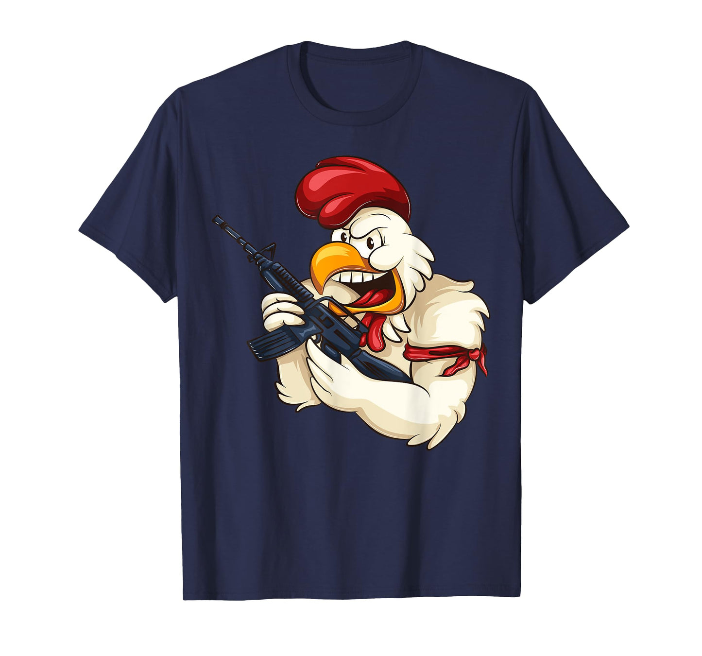 Angry Chicken Cartoon Weapon | Rooster Funny Gun Farmer Gift T-Shirt