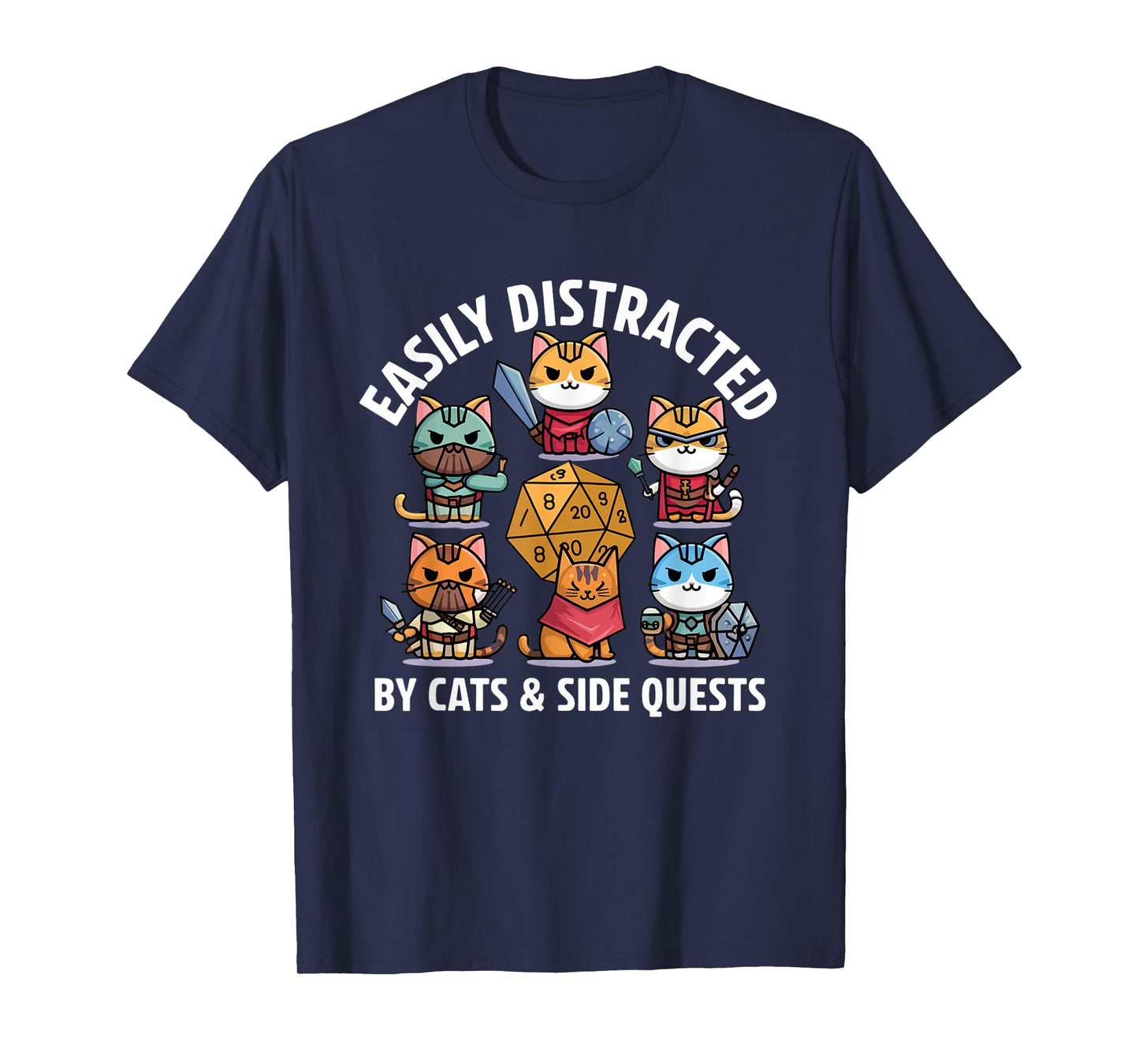 Easily Distracted By Cats and Side Quests T-Shirt