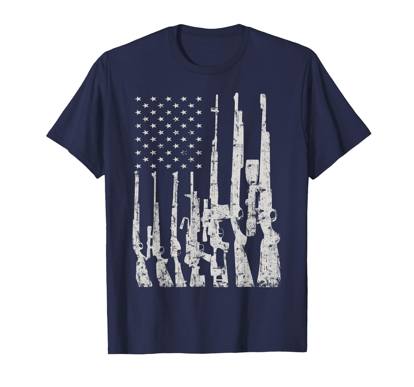 Big American Flag With Machine Guns T-Shirt Gun Flag Shirt T-Shirt
