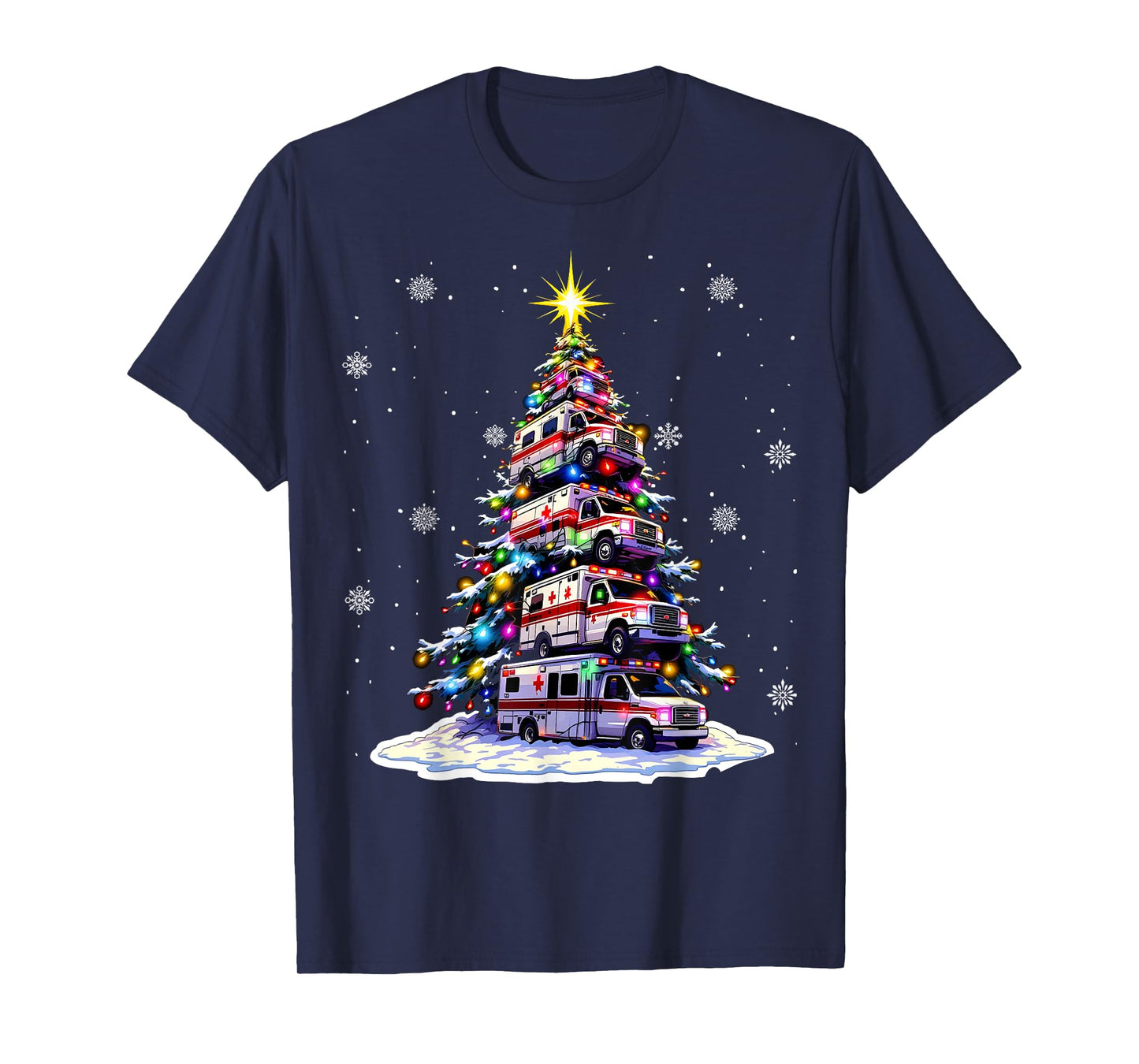Ambulance Christmas Tree Funny Holiday EMS Medical Workers T-Shirt