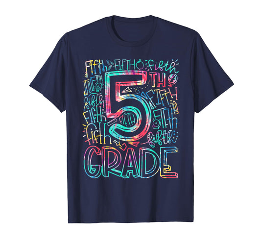 5th Grade Typography Team Tie Dye Back to School Teacher Kid T-Shirt