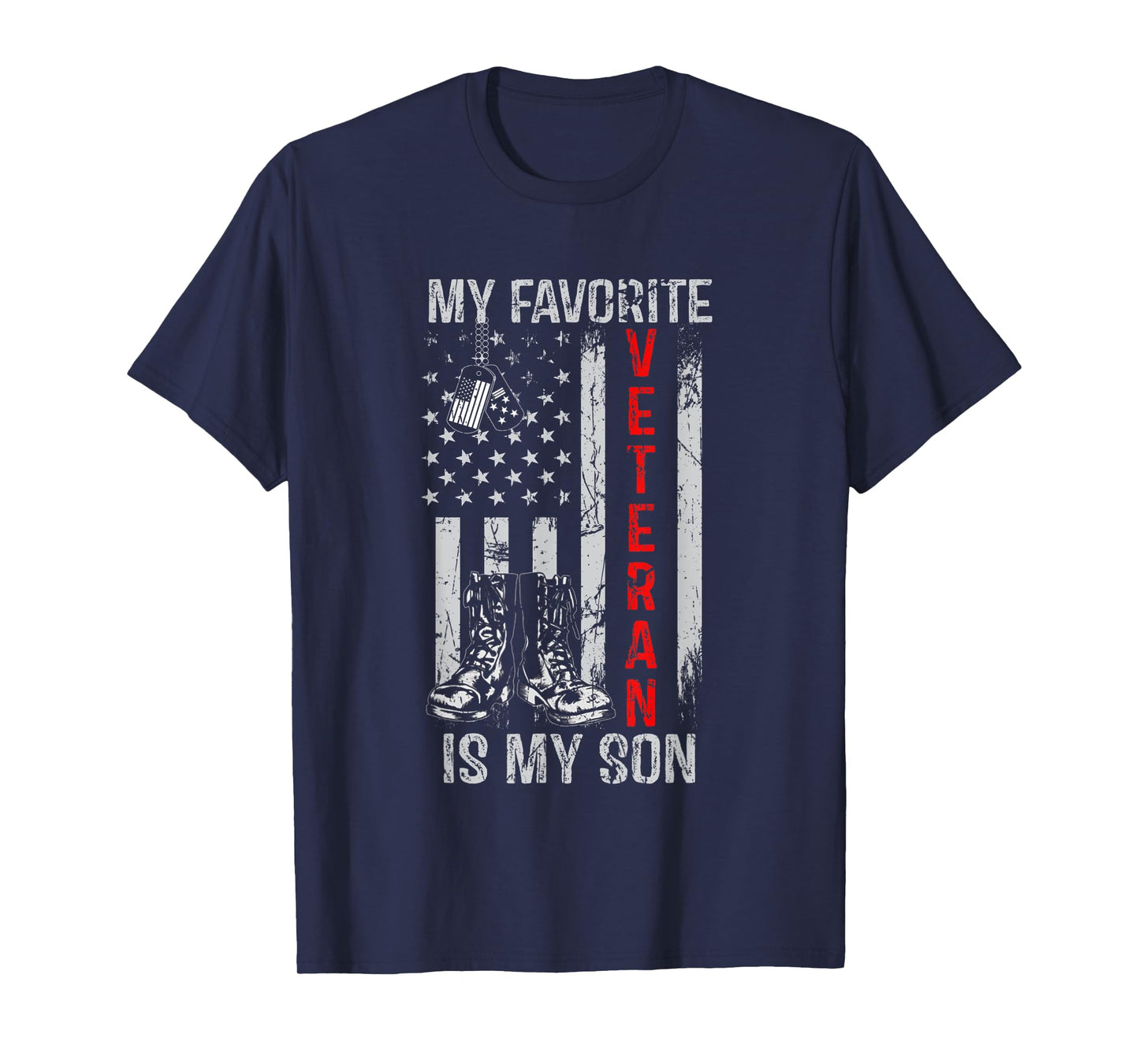 My Favorite Veteran Is My Son US Flag Retro Tee Veteran Day T-Shirt