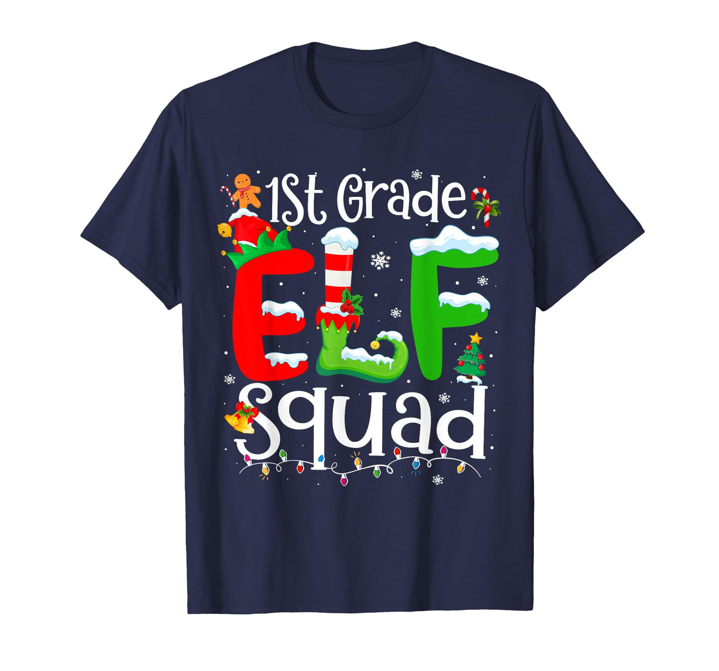 1st Grade Elf Squad Funny Teacher Christmas Students T-Shirt