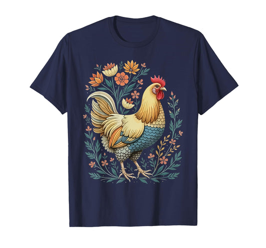 Chicken Florals Funny Farm Animals Farming Chicken Hen Lover T-Shirt