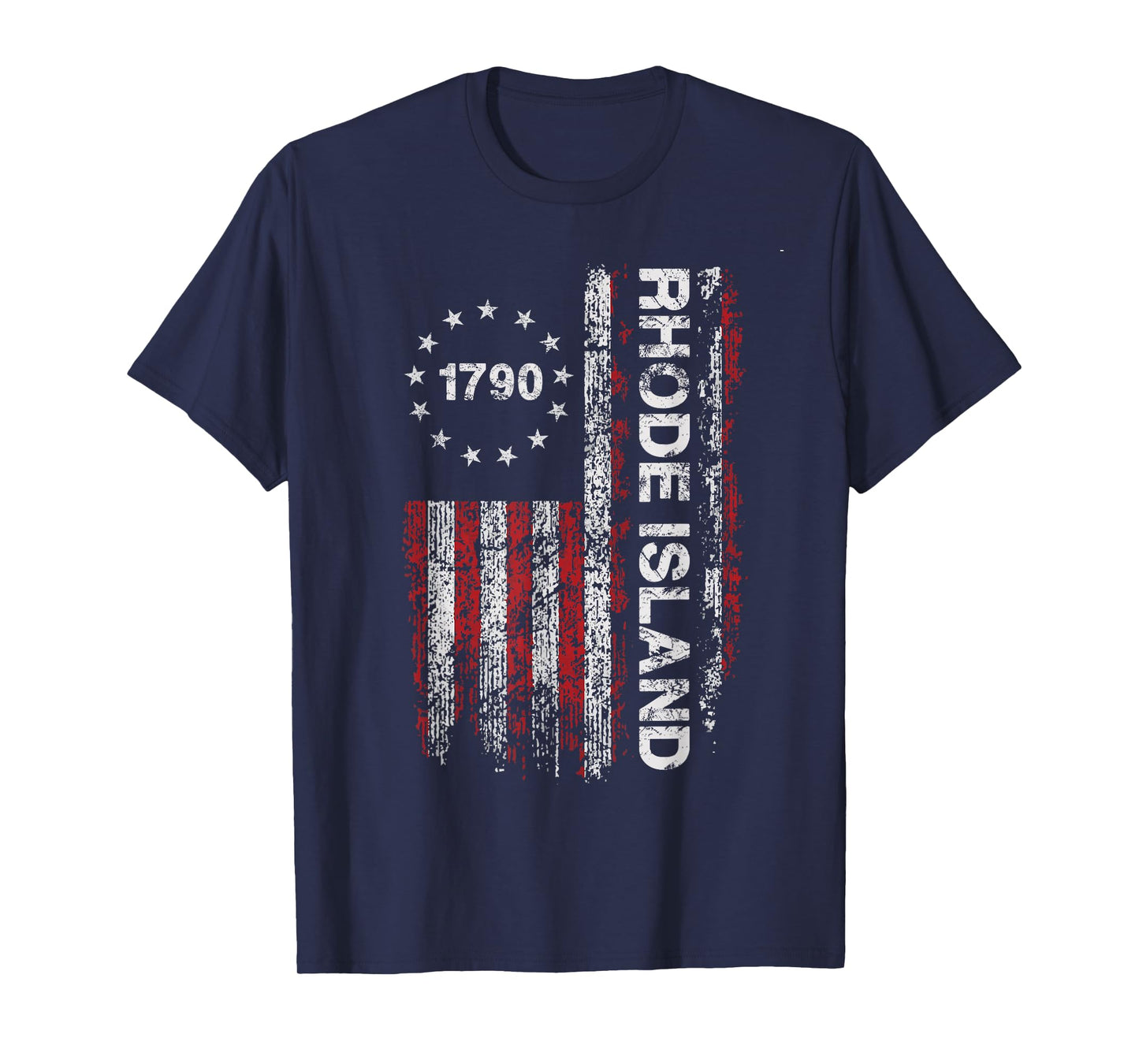 1790 Rhode Island State US Flag Vintage For Men Women Youth T-Shirt