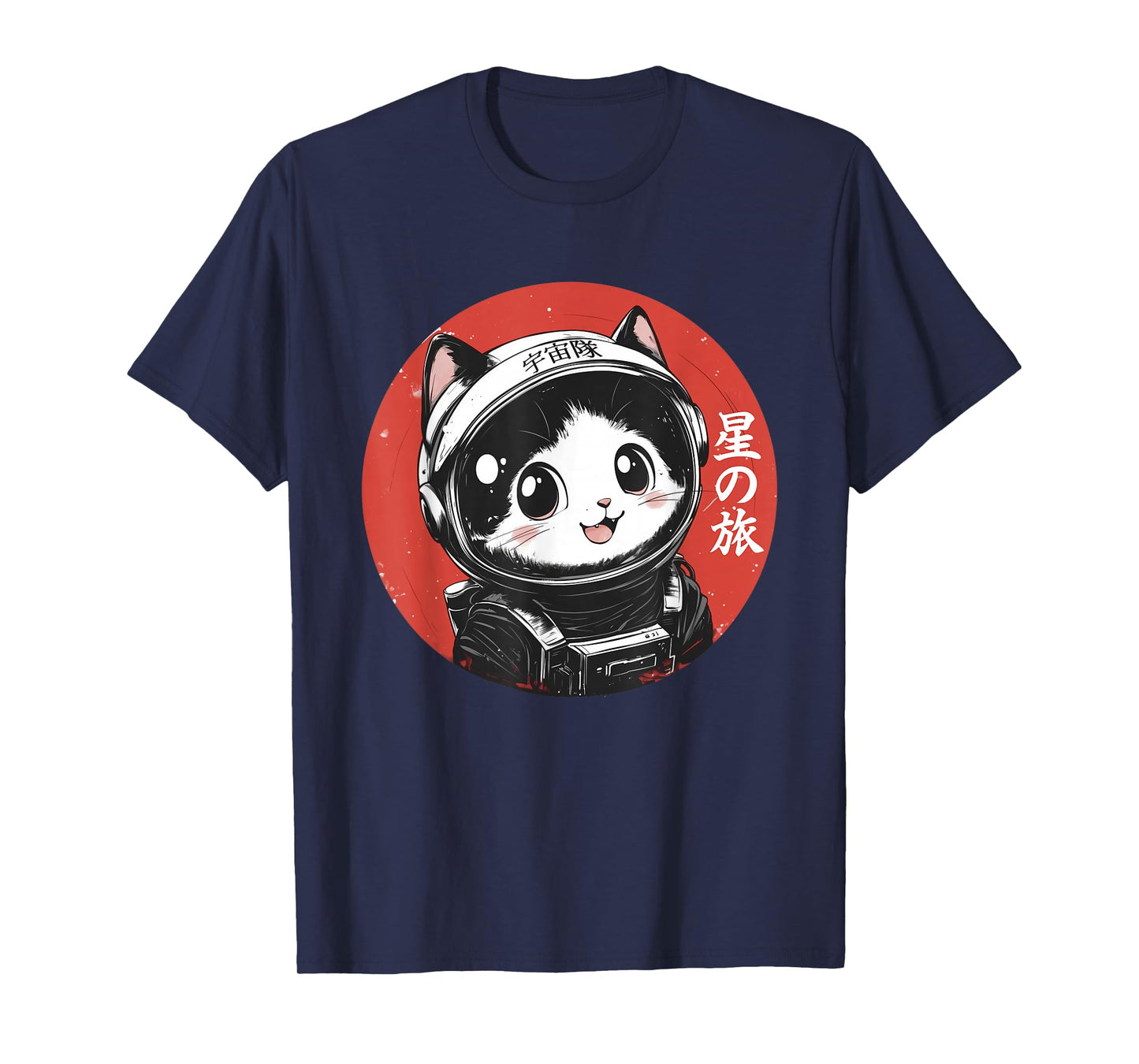 Space Cat Graphic Tee Astronaut Kawaii Japanese Art Anime T-Shirt