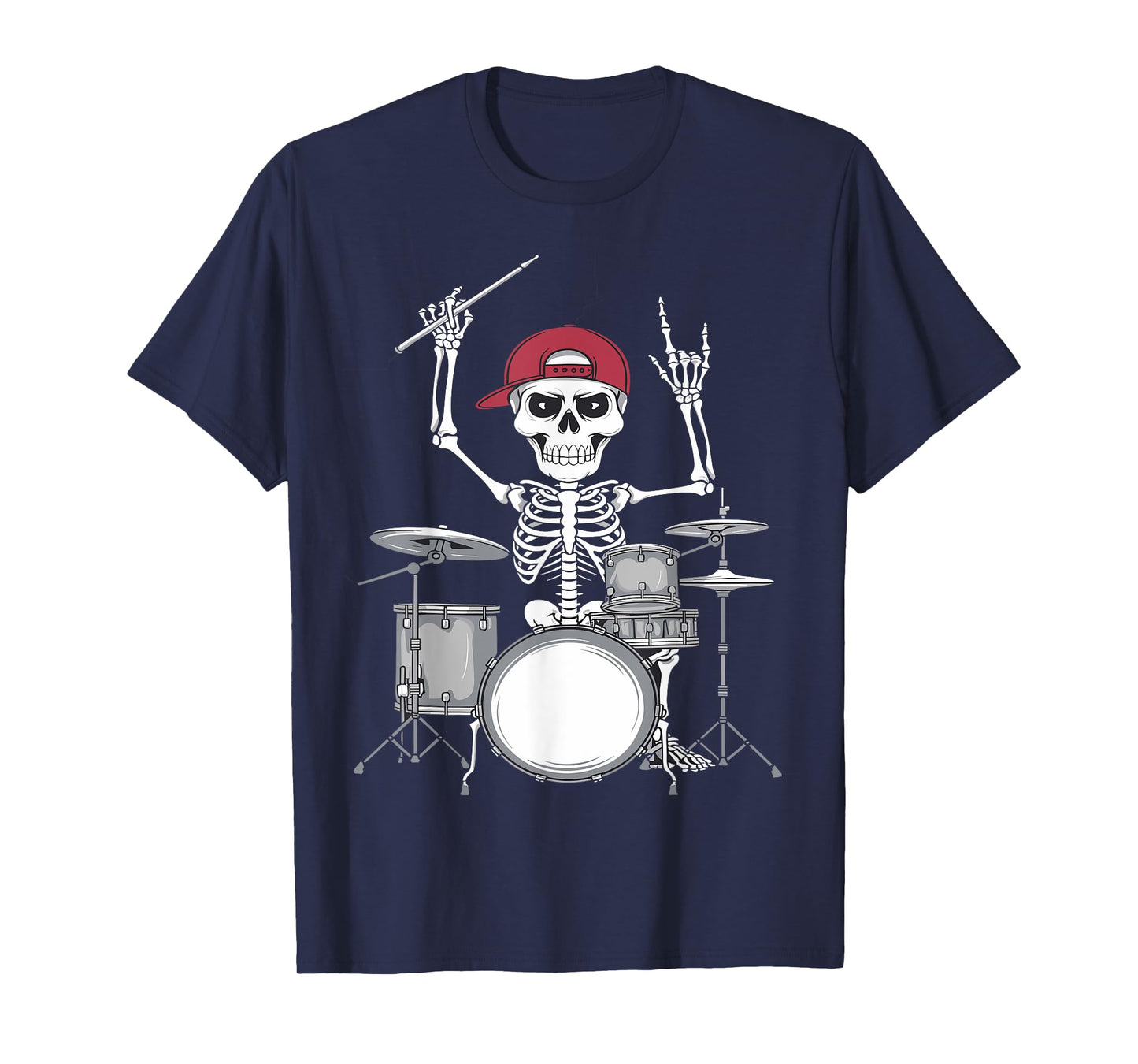Skeleton Drummer Halloween Costume Playing Drums Boys Men T-Shirt