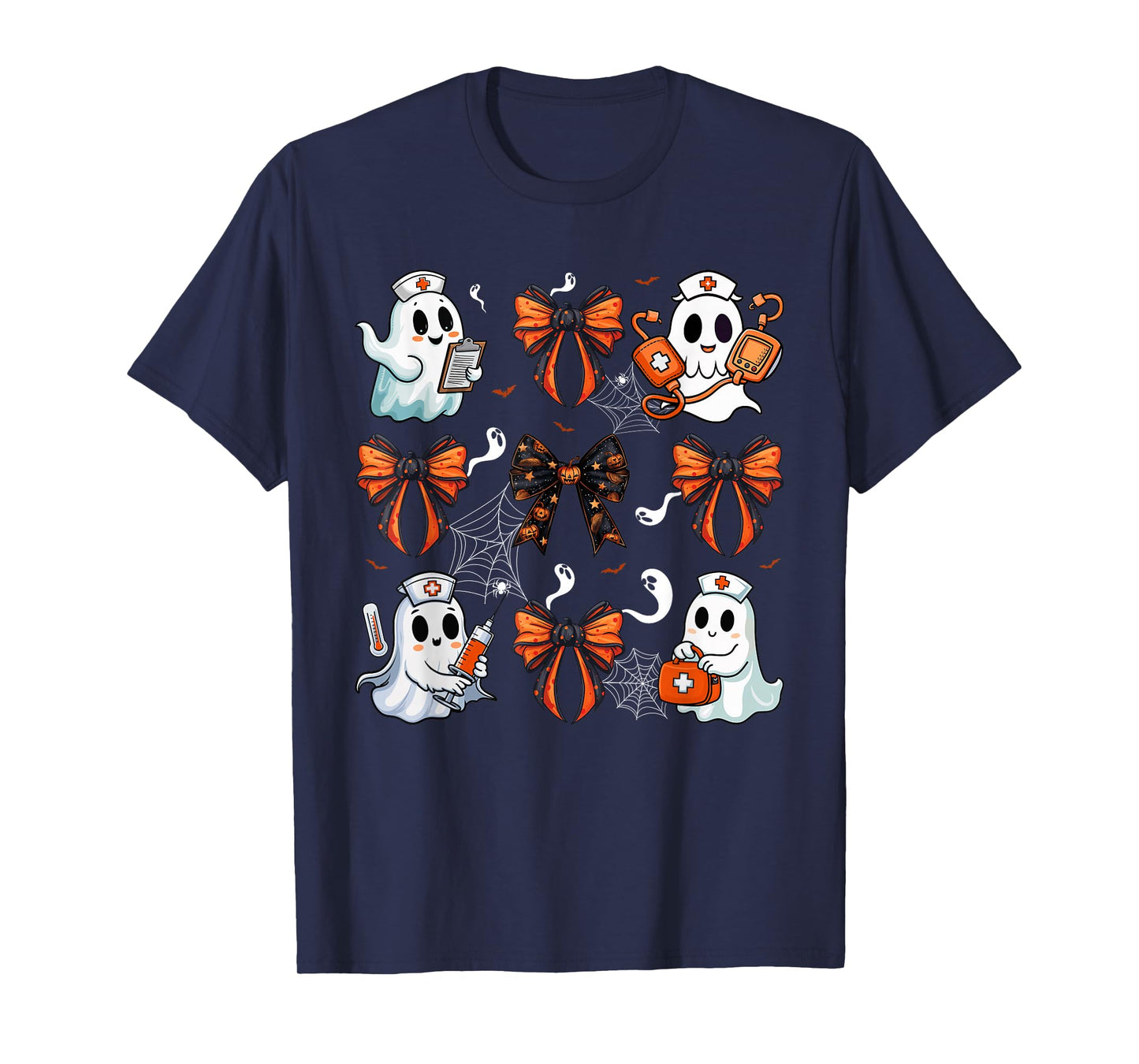 Cute Nurse Ghost Boo Halloween Coquette Bow Nurse Crew T-Shirt