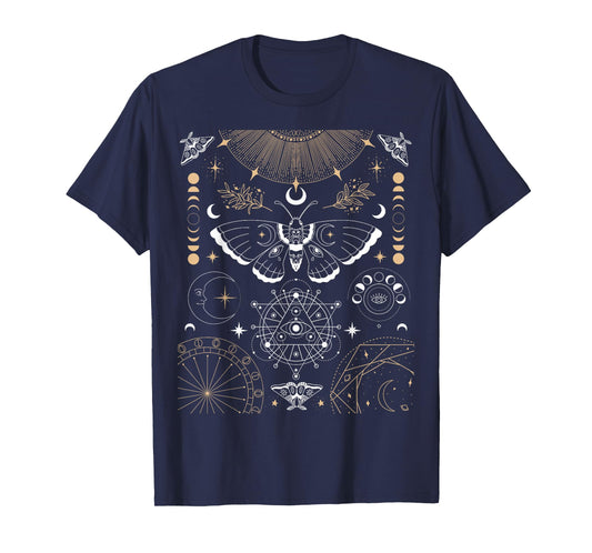 Luna Moth Moon Phases Witchy Dark Academia Aesthetic Occult T-Shirt