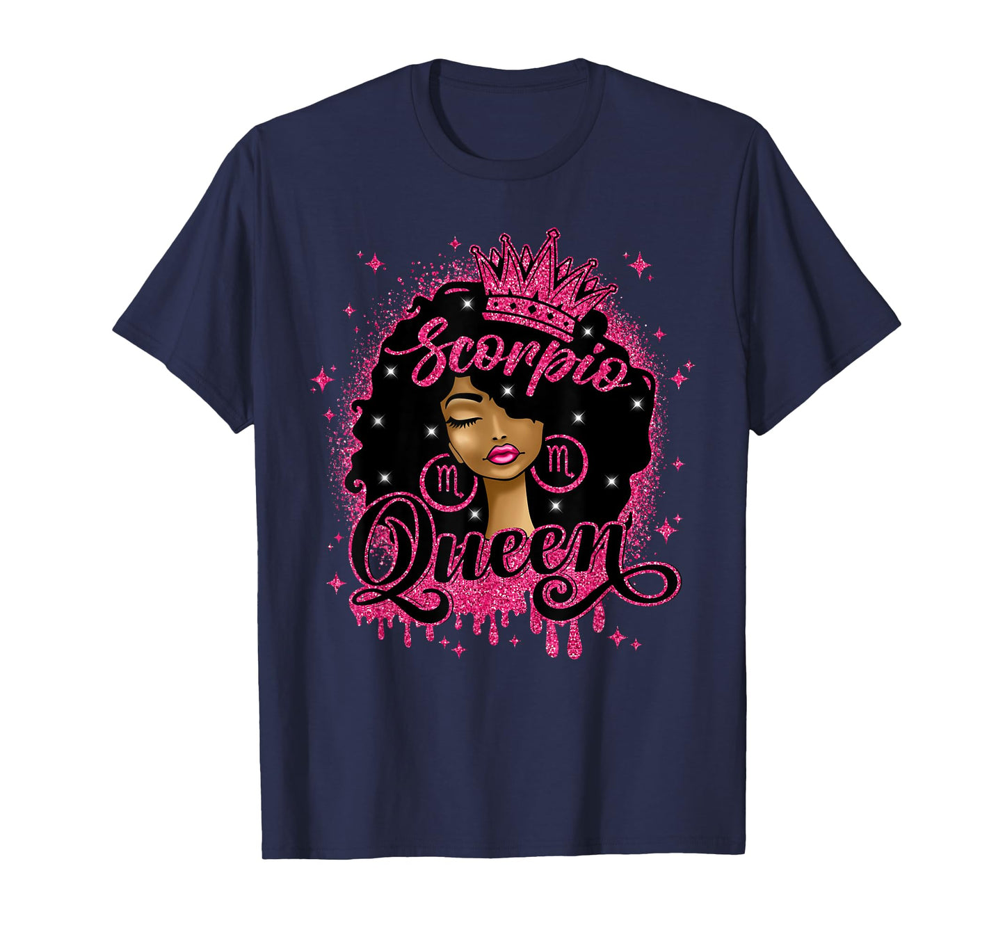Scorpio Queen Afro Natural Hair Black Woman Zodiac Sign T-Shirt