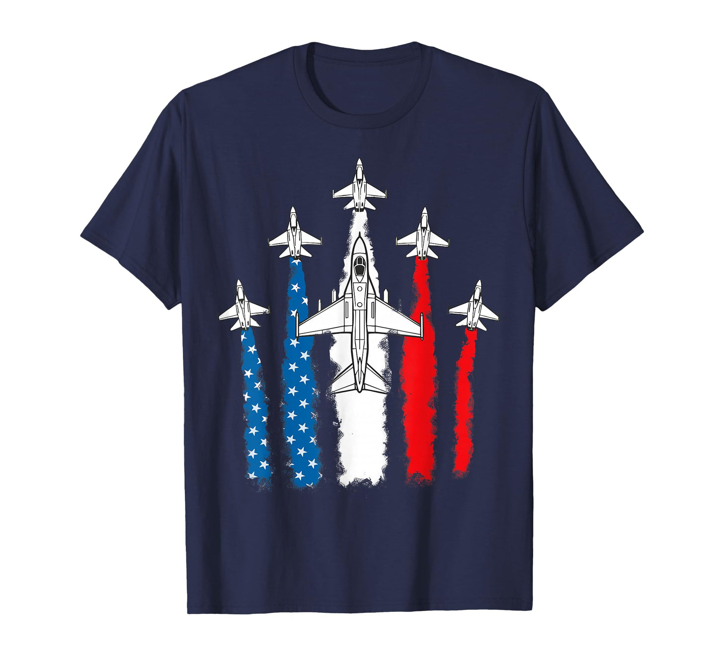 Patriotic USA Flag Fighter Jets Kids 4th of July T-Shirt