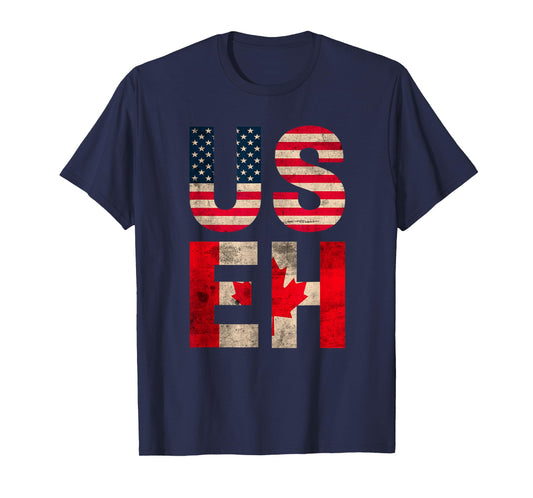 US EH USA CANADA Flag retro vintage men women boys girls kid T-Shirt
