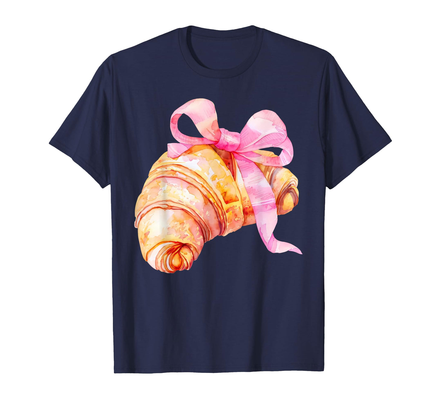 Coquette Pink Bow Croissant Cute Baking Baker Girl Women T-Shirt