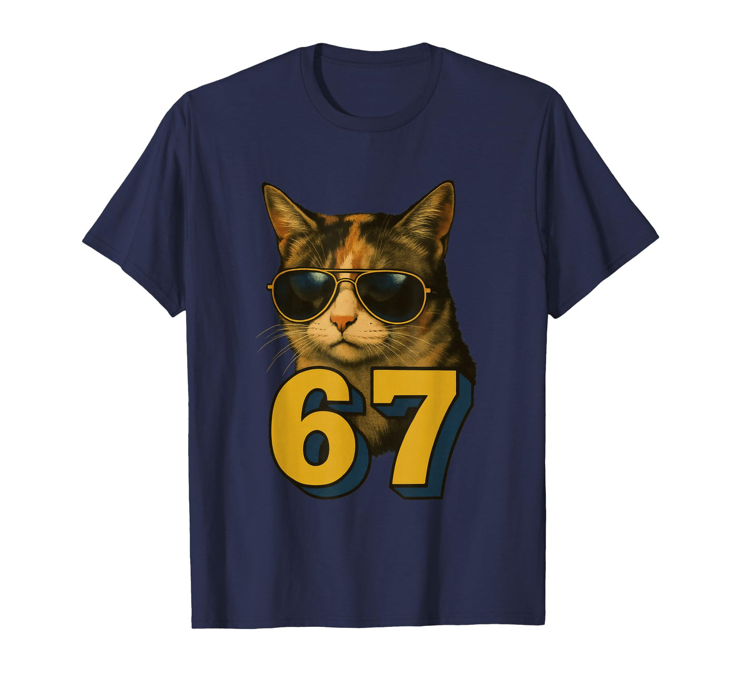 Funny 67 Meme Trend 6 7 Cat Six Seven Viral Youth Slang T-Shirt