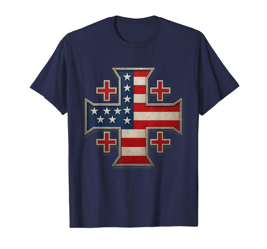 USA Flag Jerusalem Cross - Kingdom of Jerusalem T-Shirt