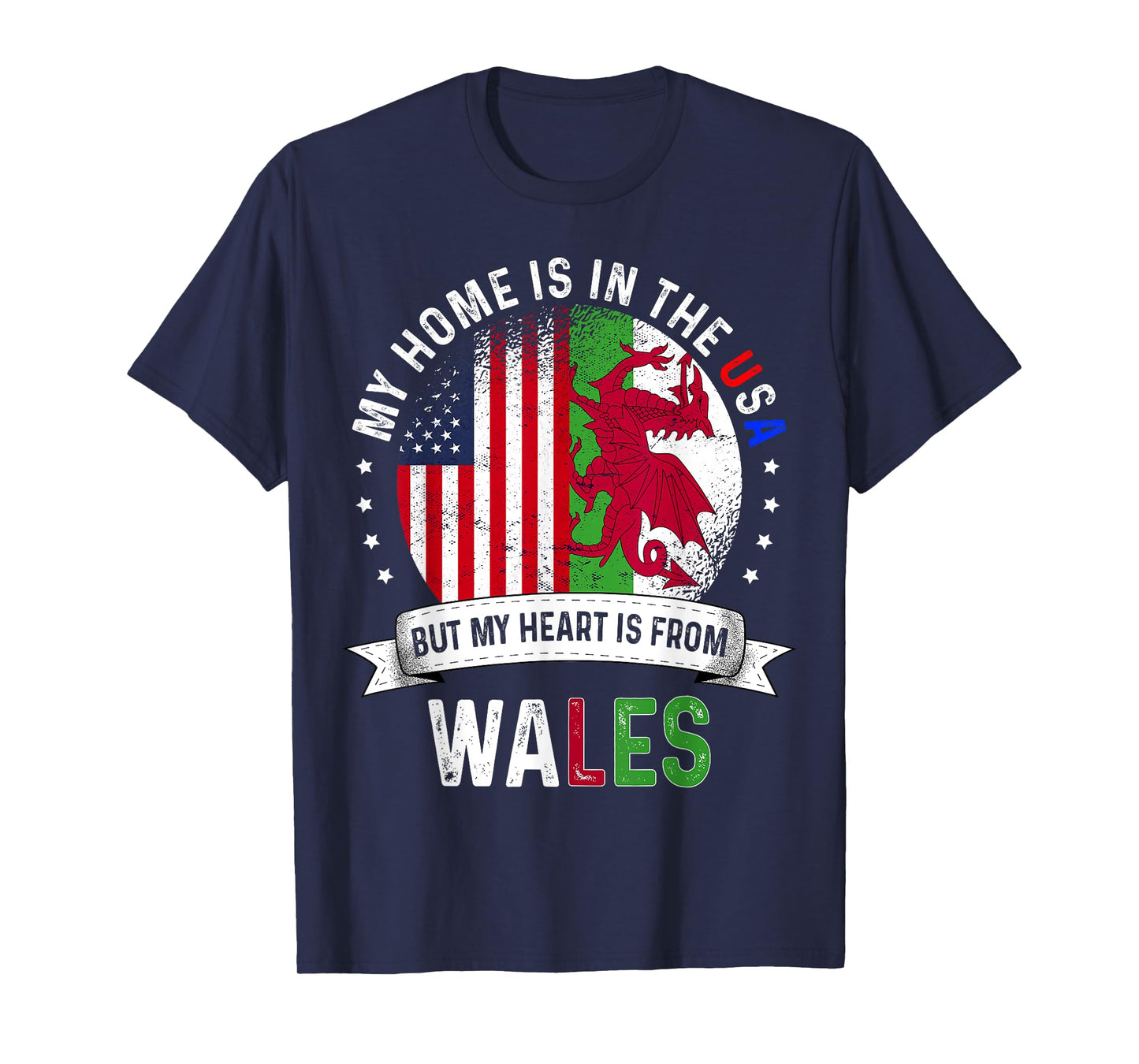Welsh American Patriot Heart is from Wales Flag T-Shirt