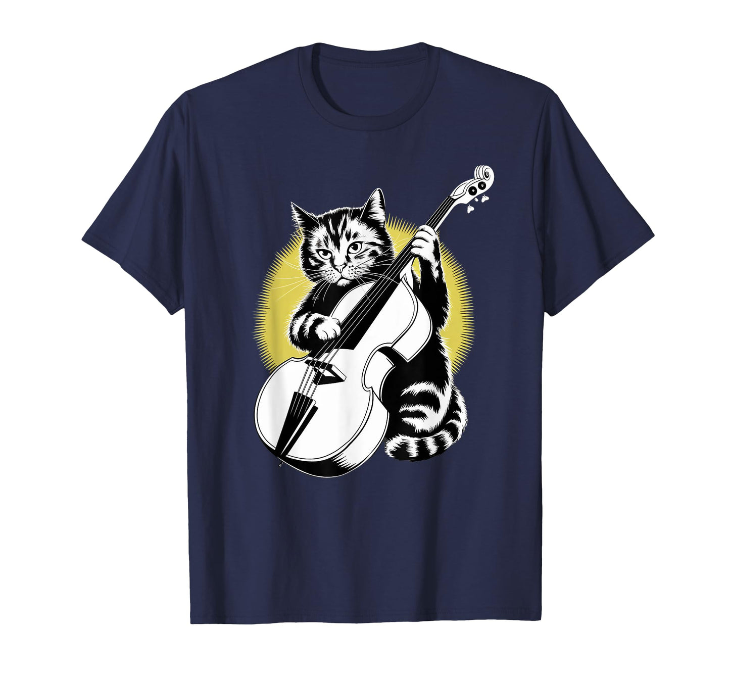 Rockstar Bassist Cat on Cat Double Bass (Upright Bass) T-Shirt