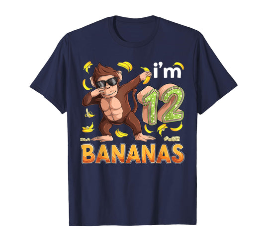 12 Year Old Monkey Birthday Safari Jungle Animal 12th B-day T-Shirt