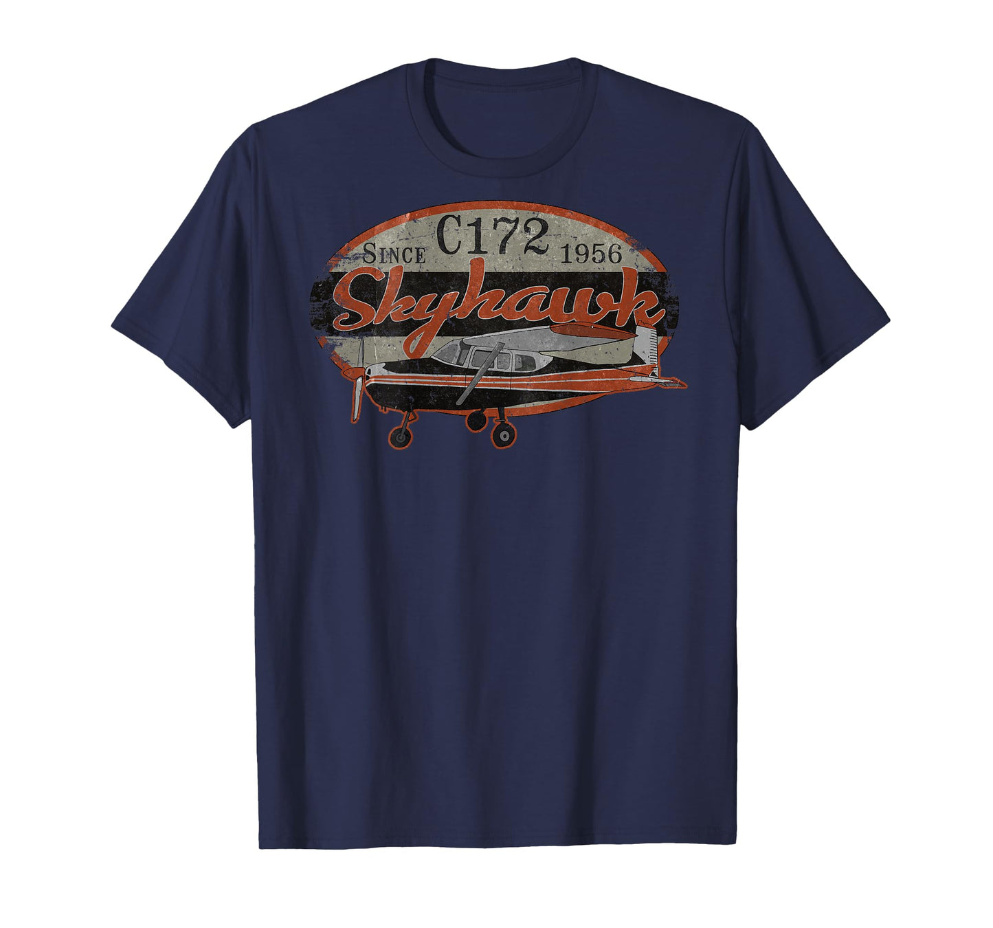 172 Skyhawk Vintage Retro Airplane Flying Pilot | BACK PRINT T-Shirt