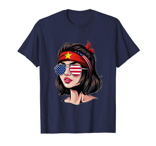 Half American Vietnamese Girl USA Vietnam Flag T-Shirt