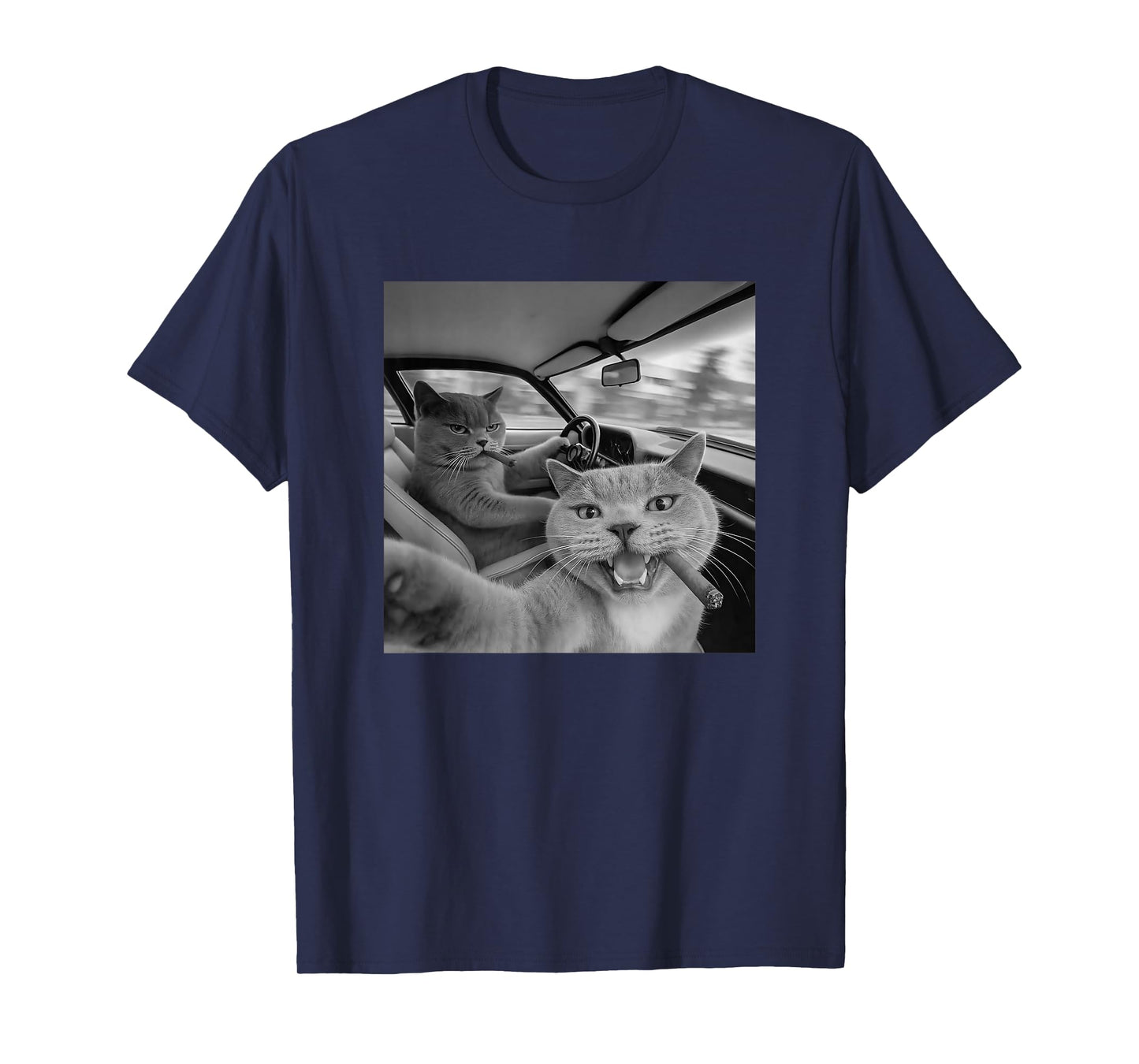 Funny Cat Selfie Smoking in Car T-Shirt