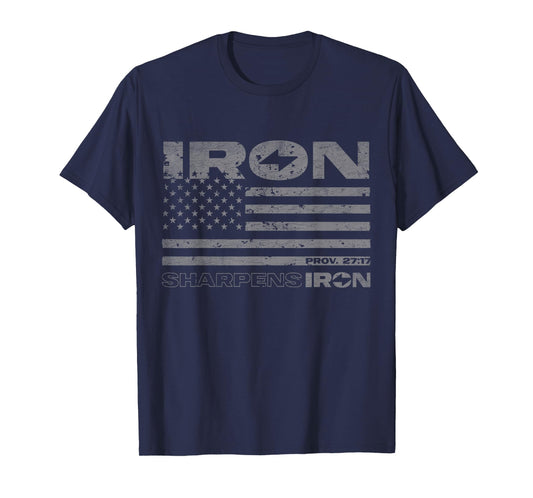 Iron Sharpens Iron Distressed American Flag T-Shirt