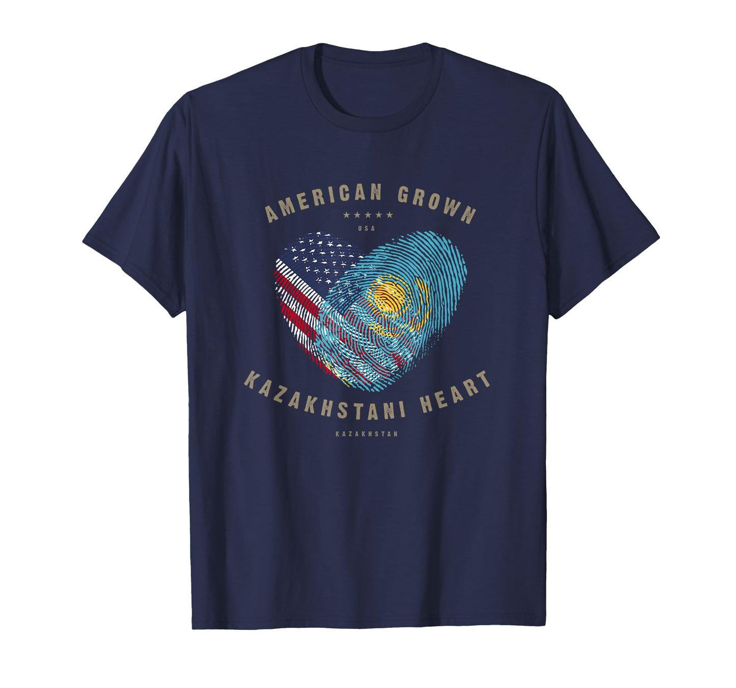 American Grown Kazakhstani Heart Love Kazakhstan Flag T-Shirt