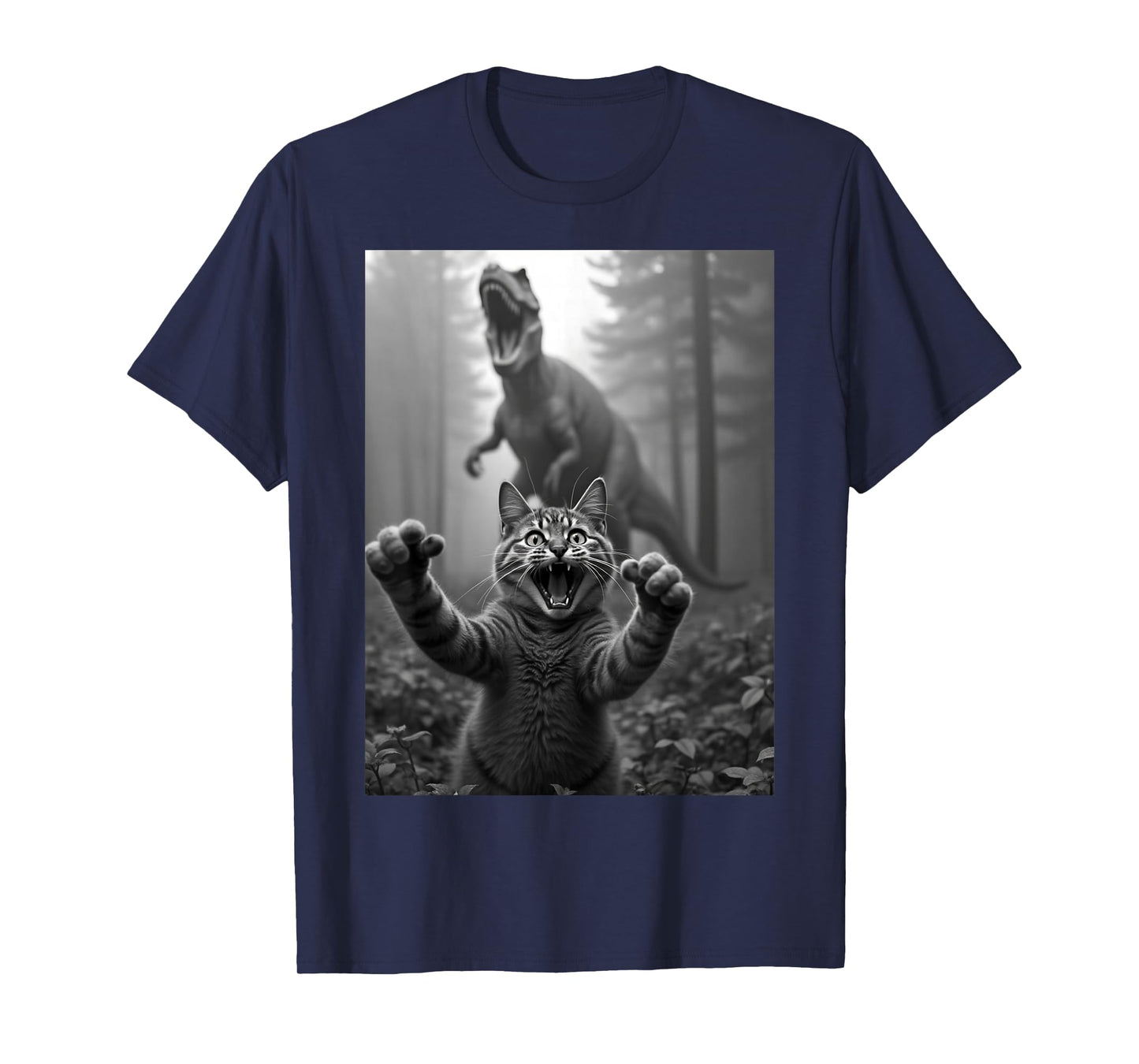 T-Rex Dinosaur With Cat Selfie T-Shirt
