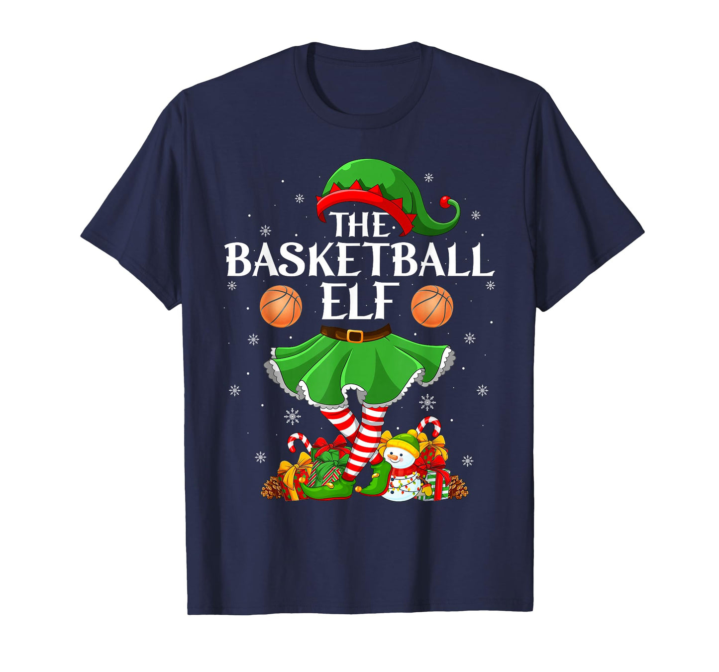 Basketball Elf Christmas Family Elf Squad Xmas Girls Women T-Shirt