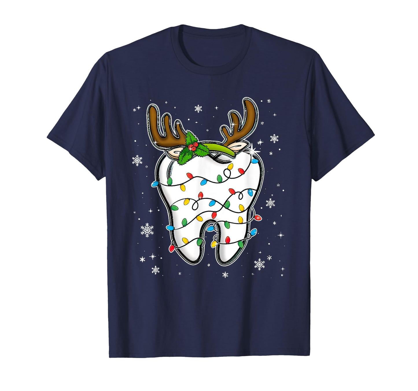 Christmas Dentist Dental Tooth Light Xmas T-Shirt