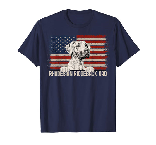 Best Dog Dad Ever American Flag - Rhodesian Ridgeback Dad Men T-Shirt