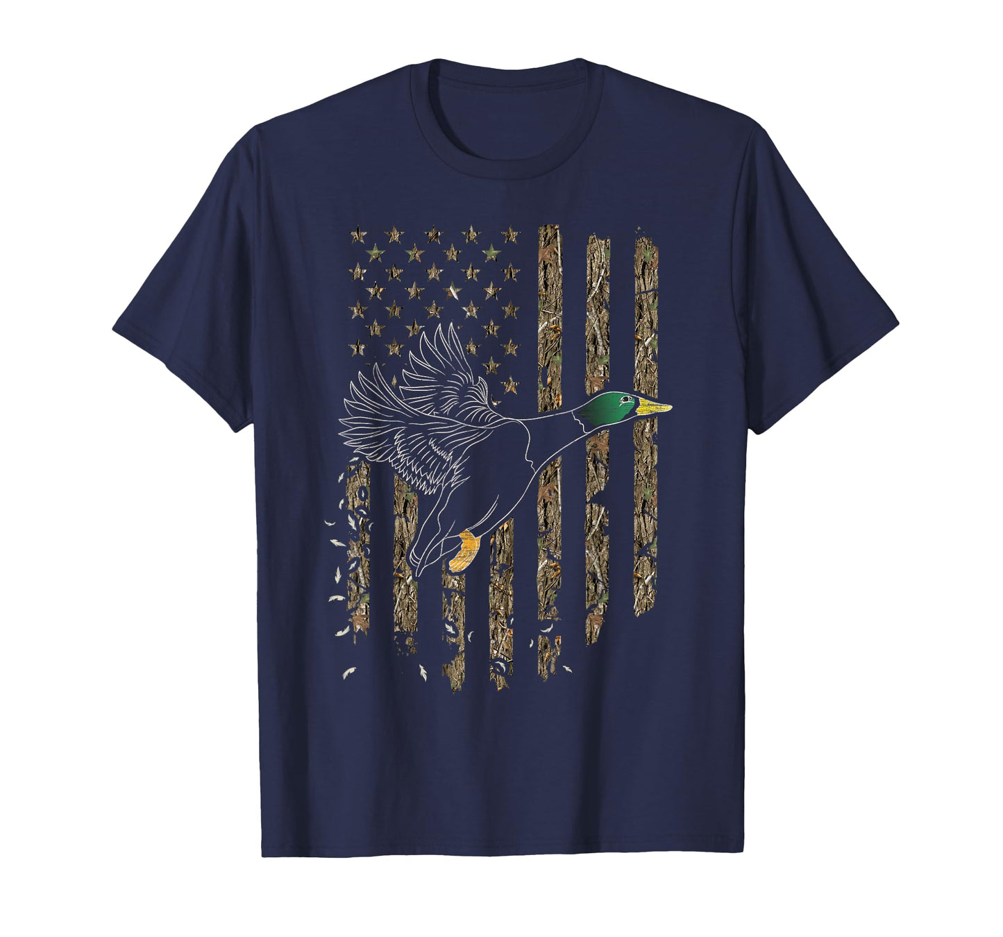 Duck Hunter American Flag Waterfowl Hunting Camouflage T-Shirt Small