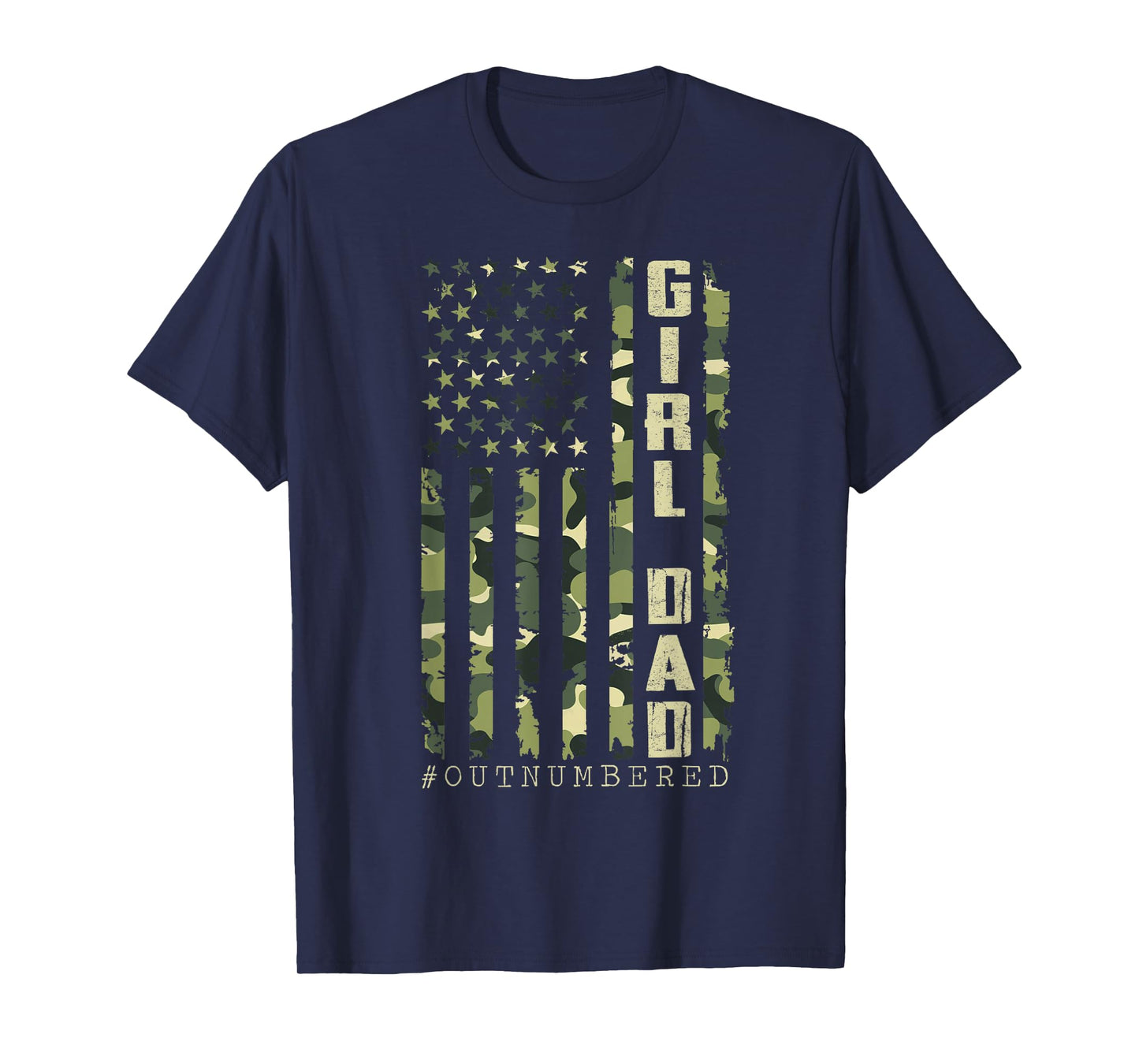 Dad of Girl Camo American Flag Father's Day Military Daddy T-Shirt