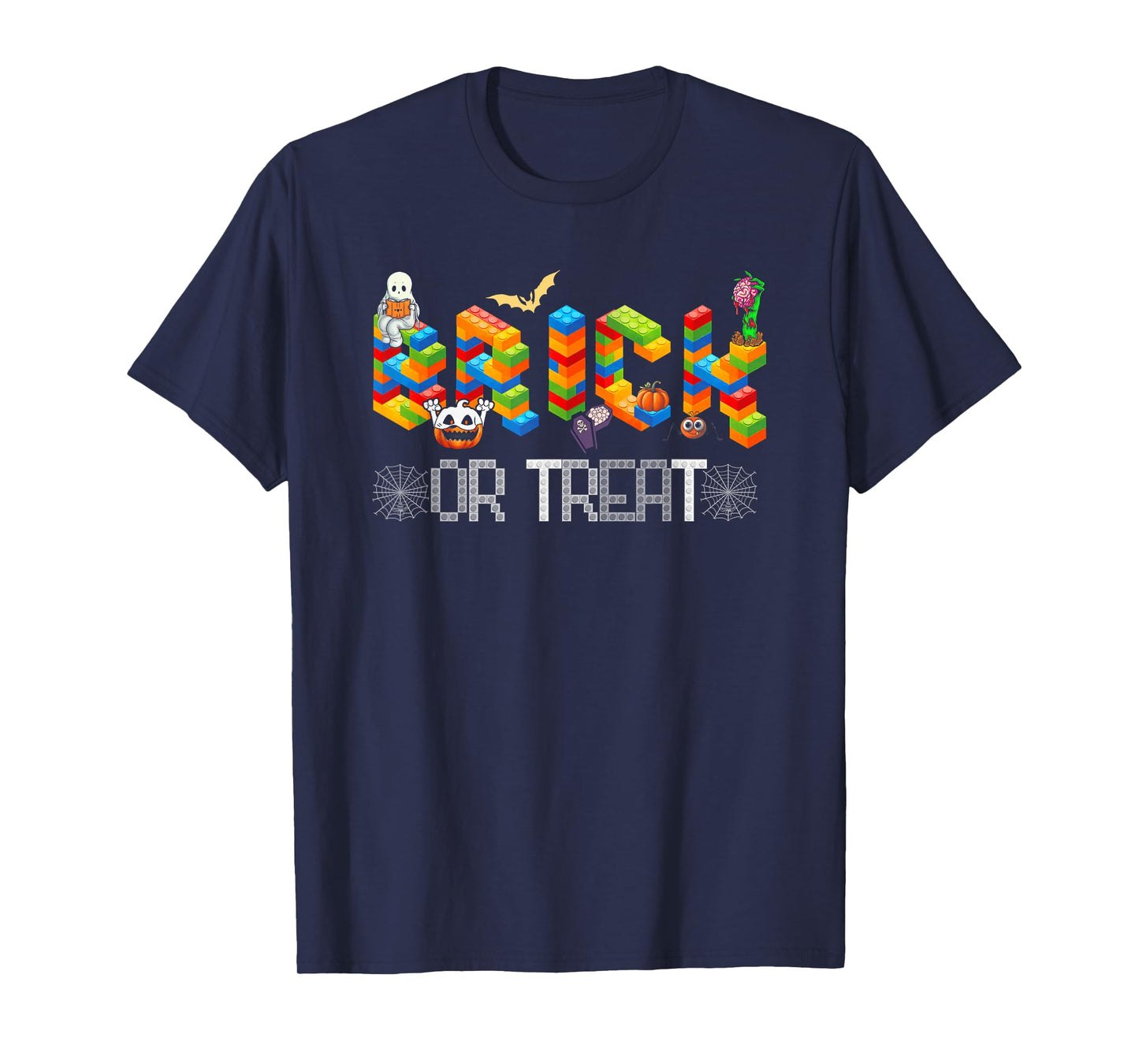 Block Building Halloween Brick Or Treat Kids Master Builder T-Shirt