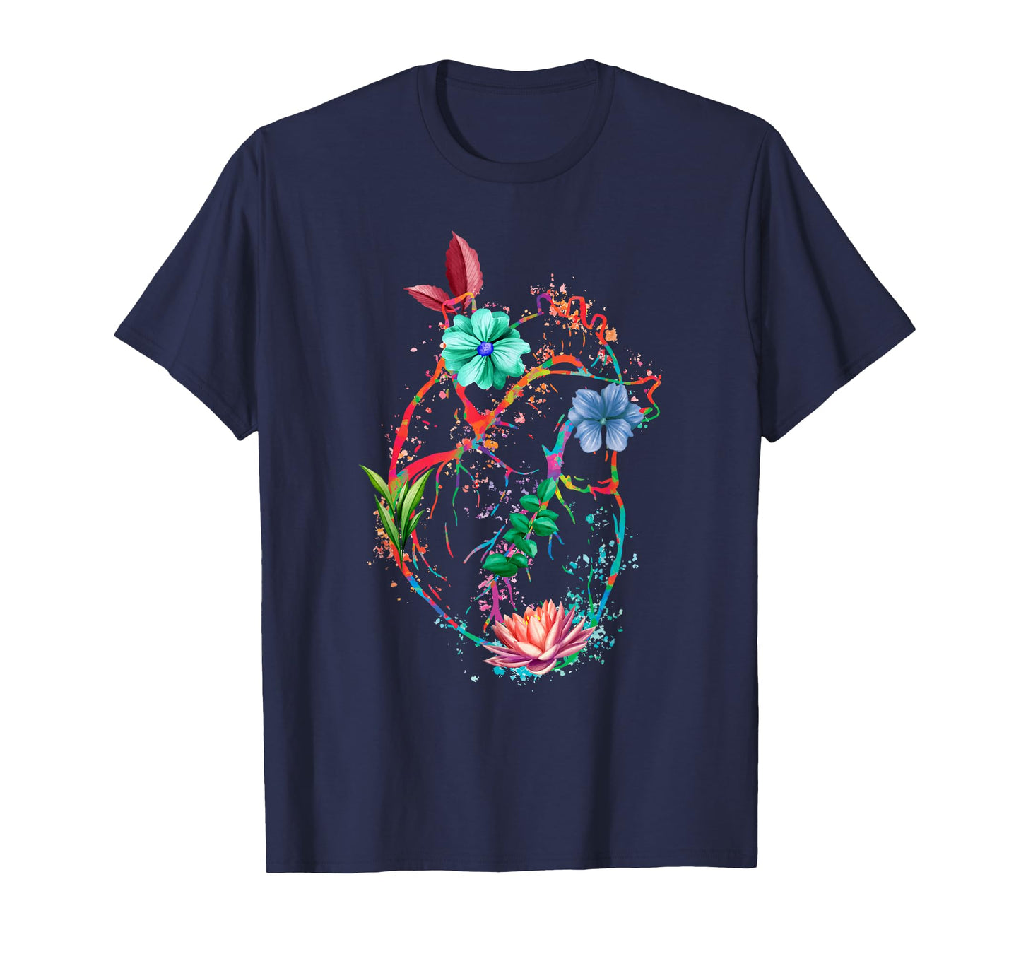 Anatomical Heart And Flowers Funny Men Women Cardiologist T-Shirt