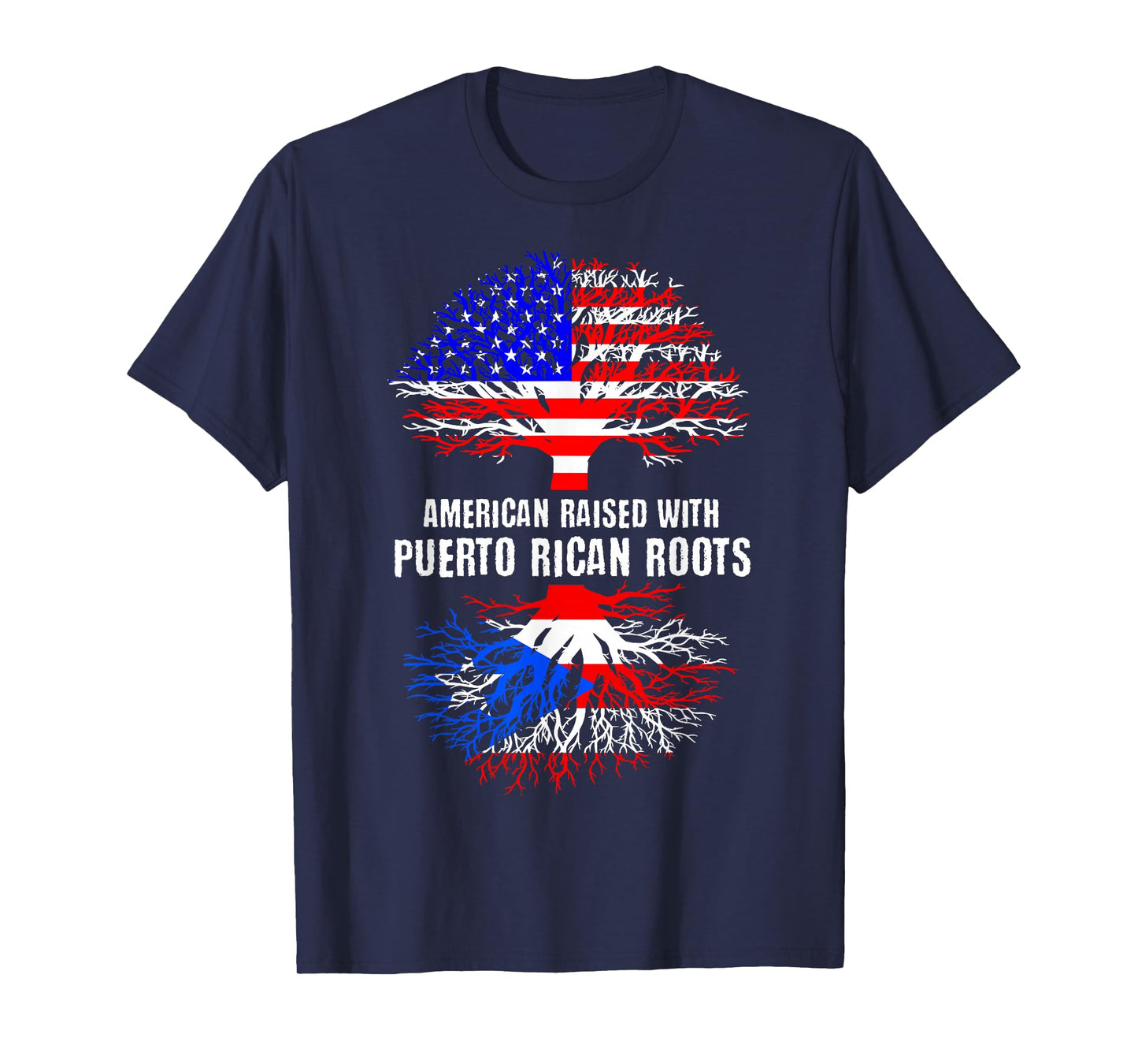 American Raised with Puerto Rican Roots USA Flag Puerto Rico T-Shirt Small