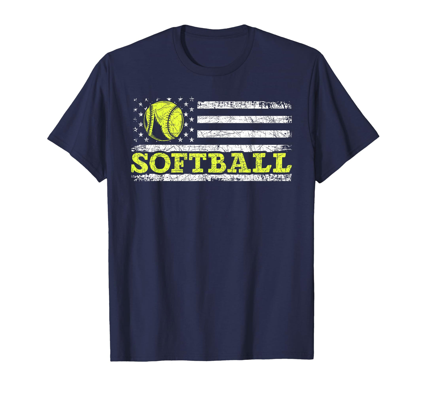 USA Flag Patriotic Softball Player American Sport Softball T-Shirt