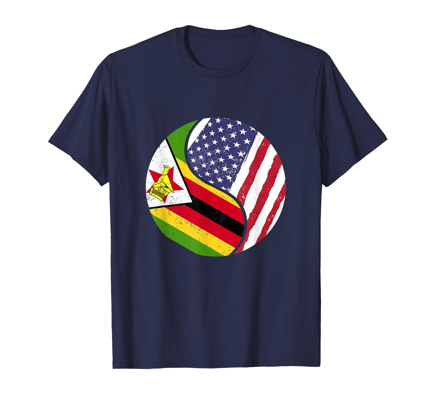 United States Yin And Yang - US Flag Zimbabwe T-Shirt
