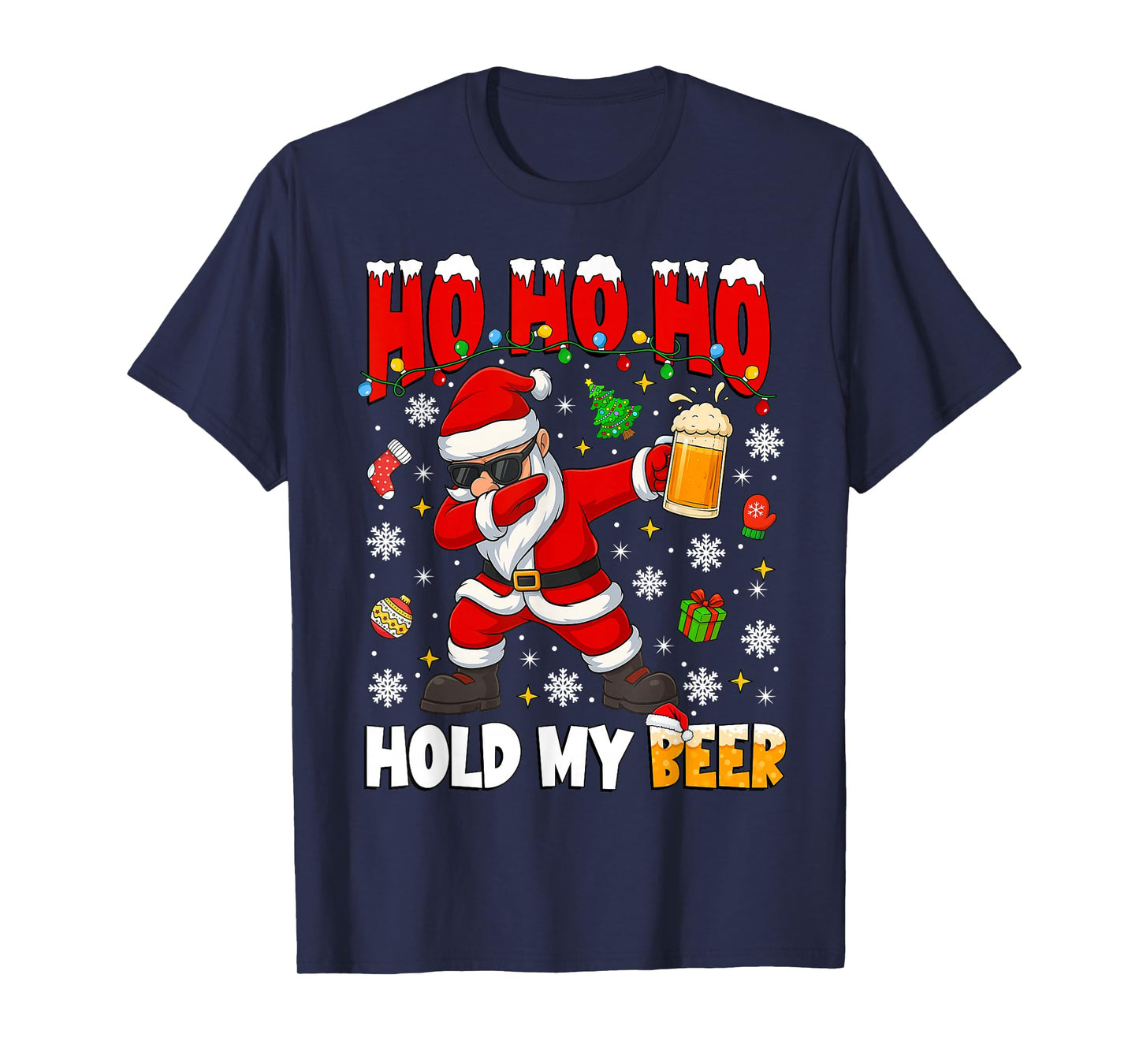 Ho Ho Hold My Drink Cool Dabbing Santa Christmas Xmas Men T-Shirt