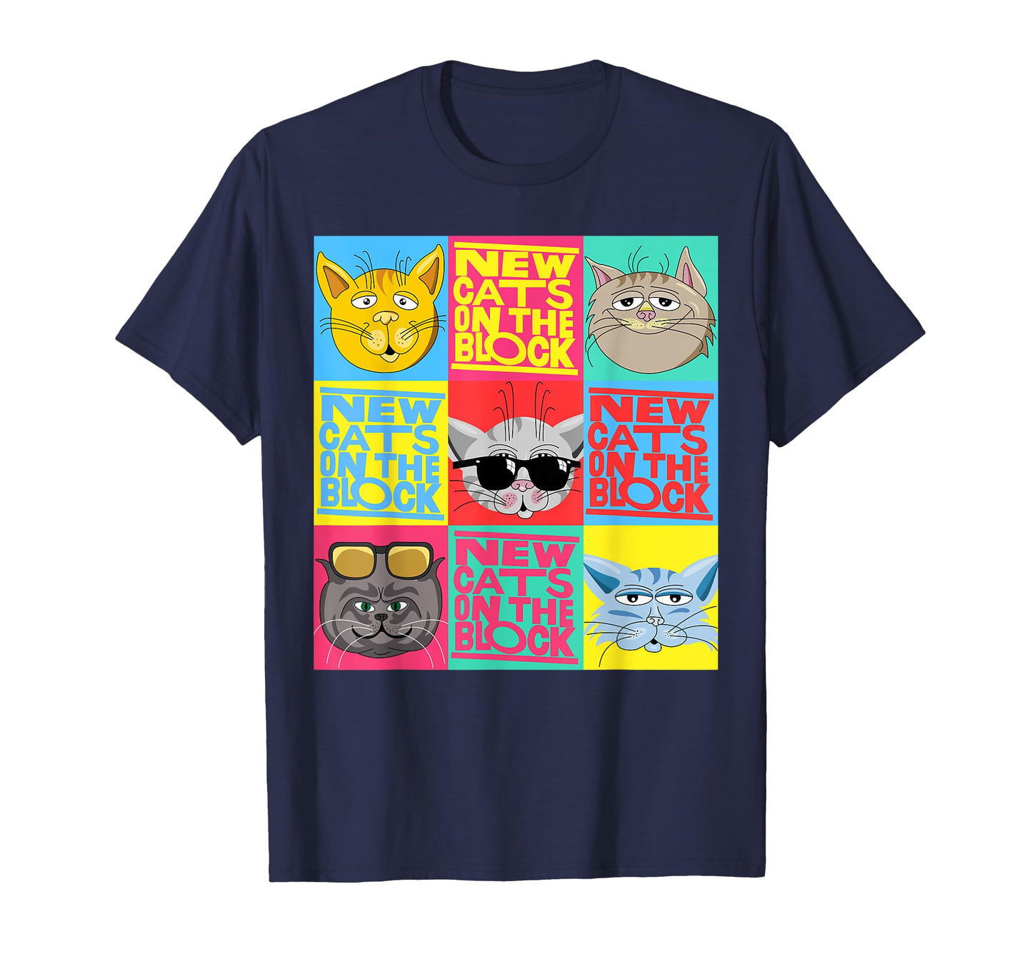YO MINUS Women's New Cats On The Block Funny Pop Culture Cat Themed Party Tee T-Shirt - Black, Small