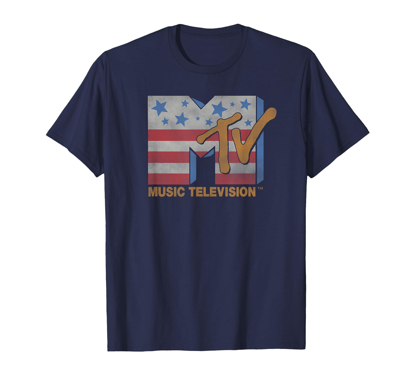 MTV Music Television American Flag Vintage Classic Logo T-Shirt
