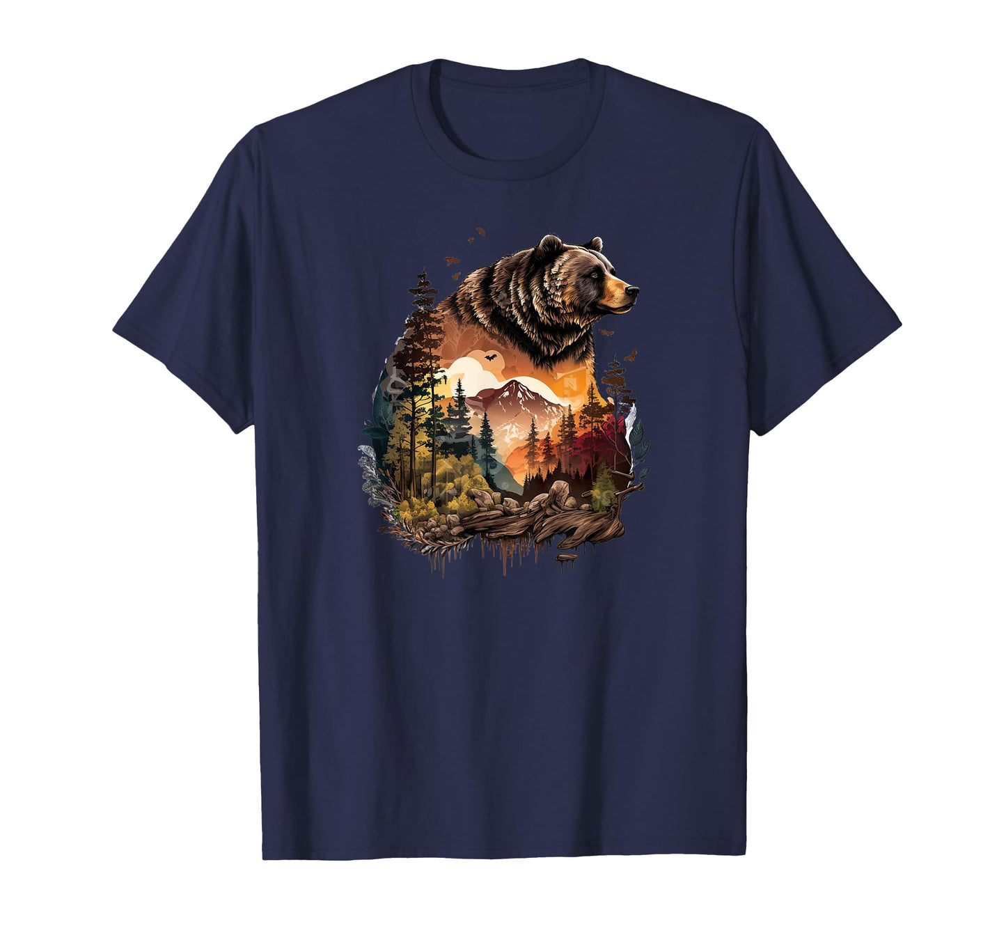 Retro Mountain Nature Animal Wildlife Forest Outdoors Bear T-Shirt