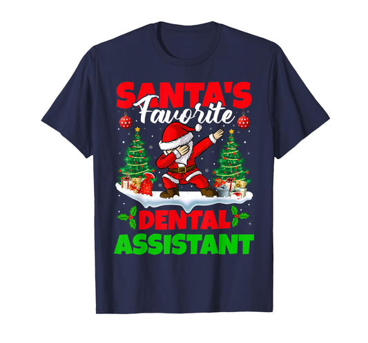 Xmas Dabbing Santa's Favorite Dental Assistant Christmas T-Shirt