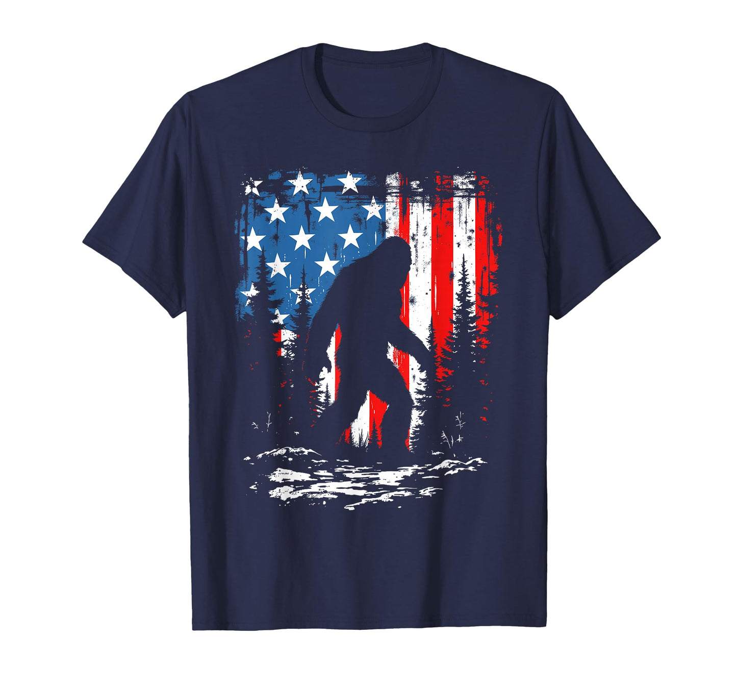 Patriotic Bigfoot Sasquatch 4th of July USA American Flag T-Shirt