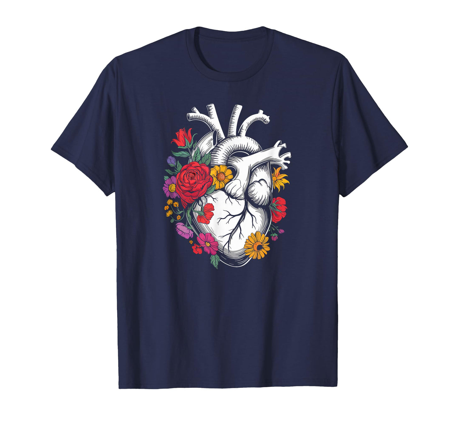 Anatomical Heart Floral Art Cardiology Medical Gifts Women T-Shirt