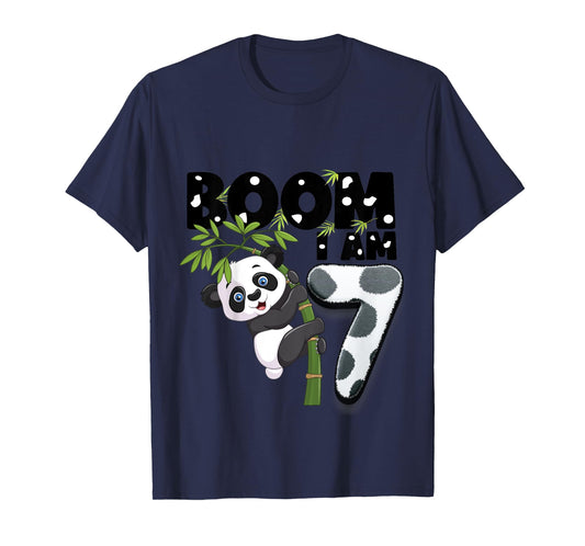 Kids Panda Birthday Shirt 7 Years Old 7th Birthday Outfit Boys T-Shirt